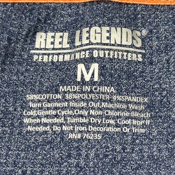 Men’s NWT Reel Legends Long Sleeve Shirt Size M Thermal Button Collar Blue - Picture 5 of 9